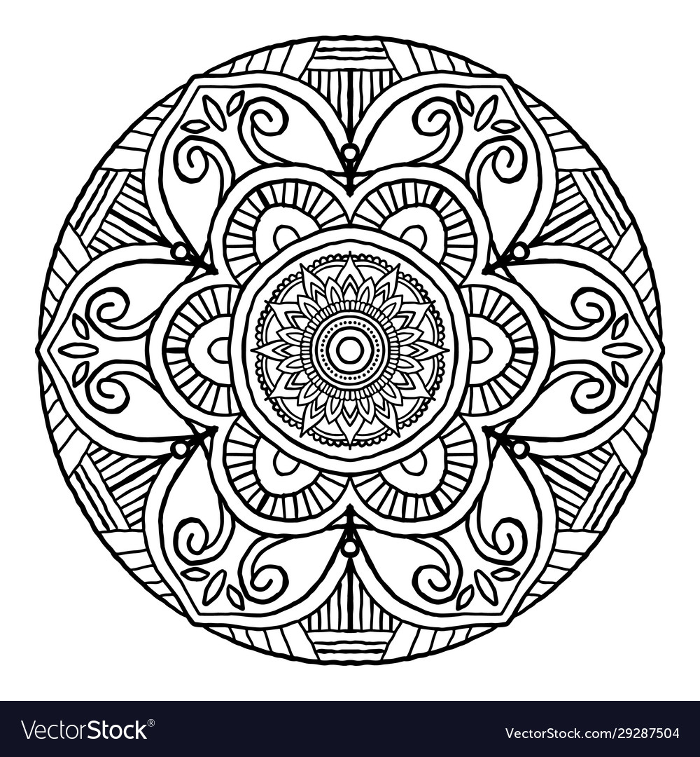 Outline mandala decorative round ornament hand