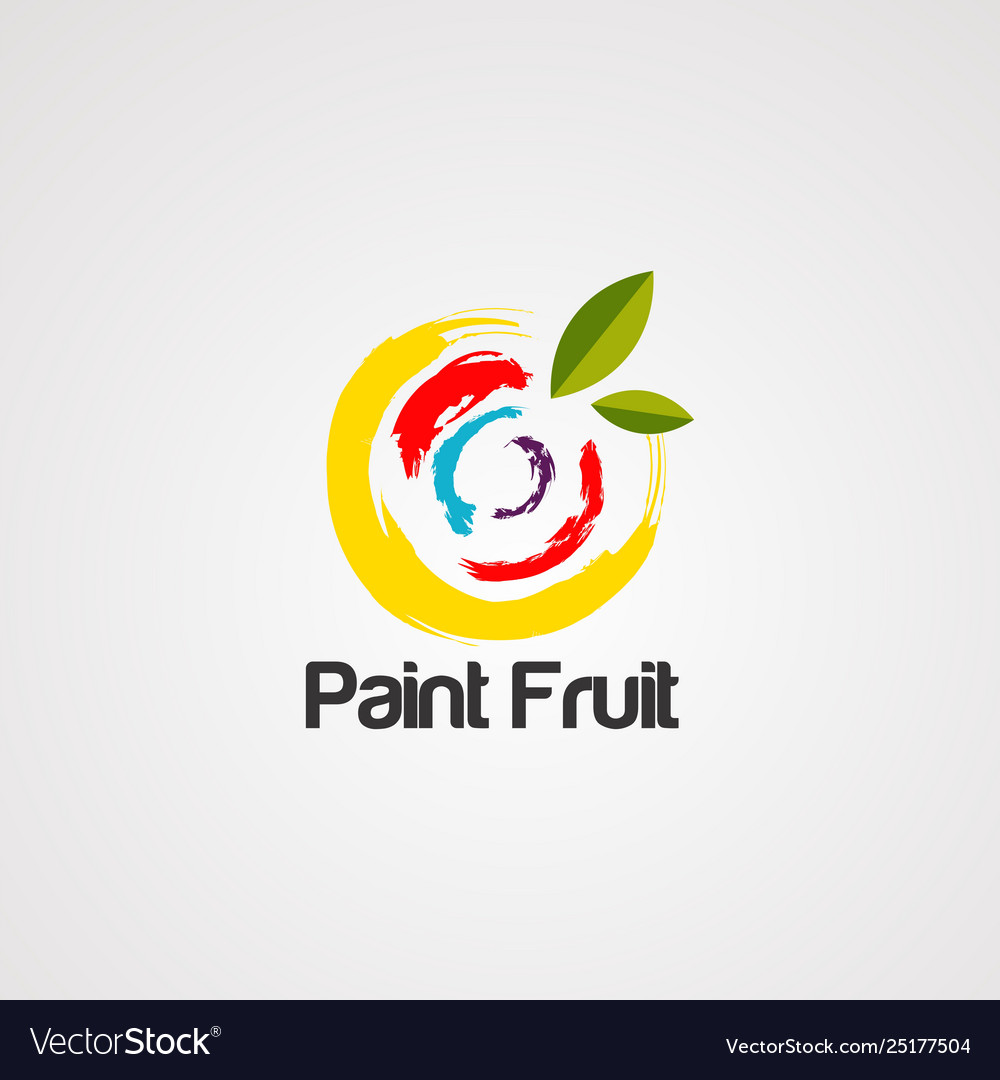 Paint fruit logo icon element and template