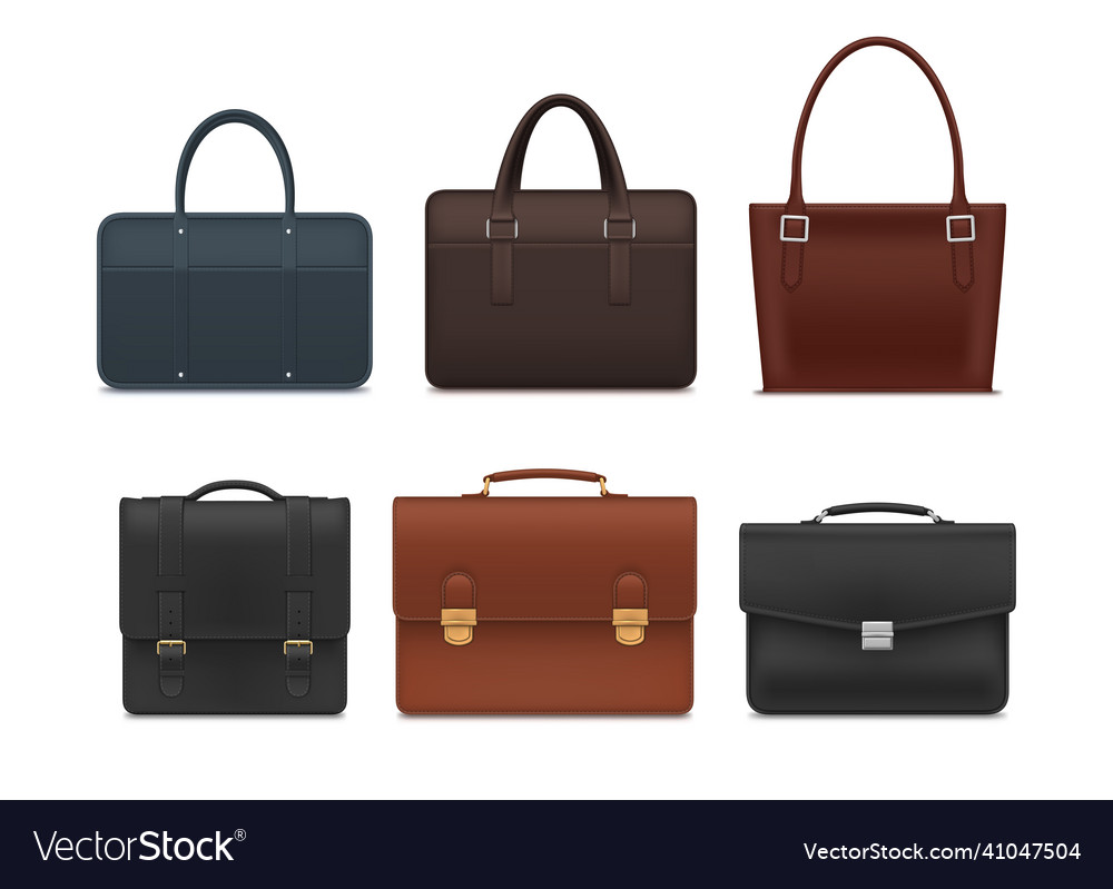 Realistic briefcase collection Royalty Free Vector Image