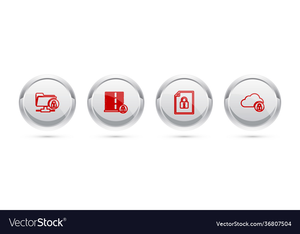 Set line ftp folder and lock server security vector image Set line ftp folder and lock server security