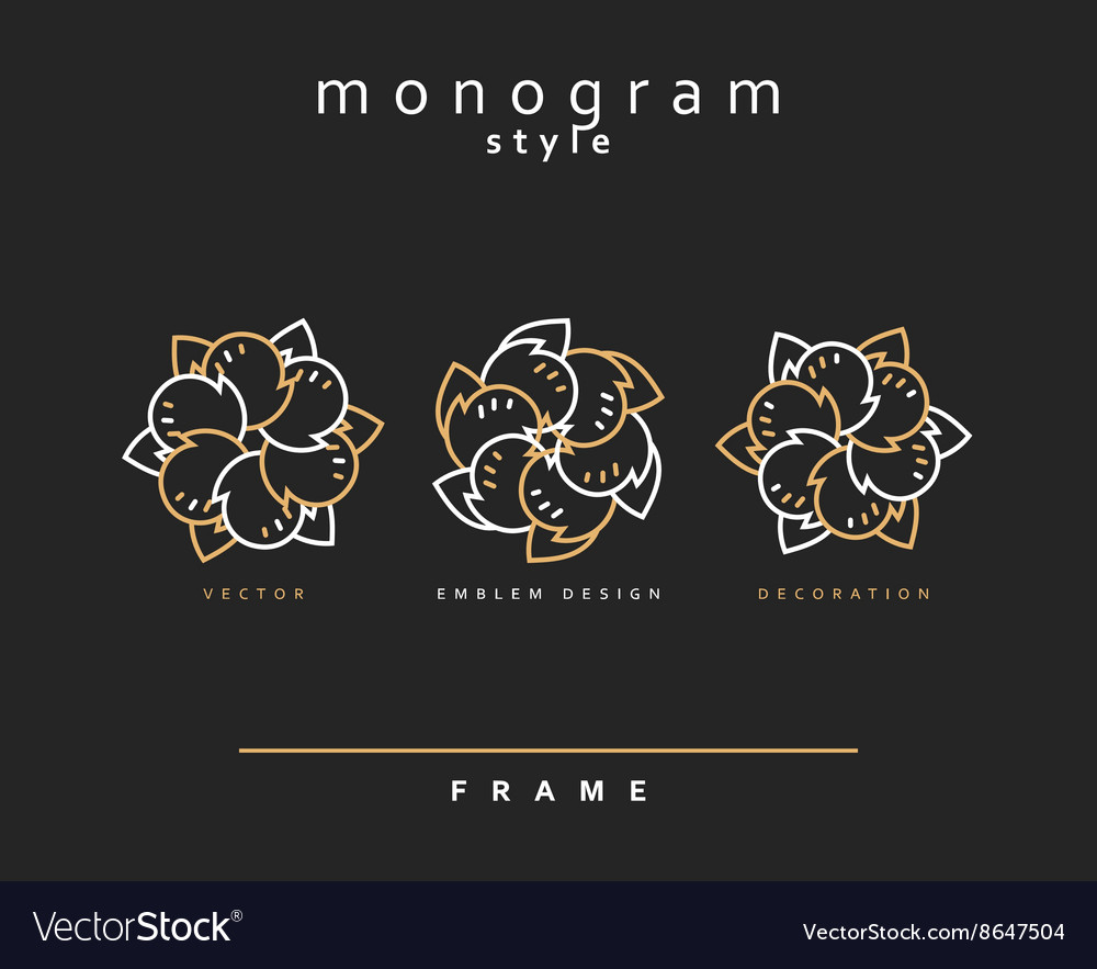 Set aus elegantem Monogramm Emblem Design