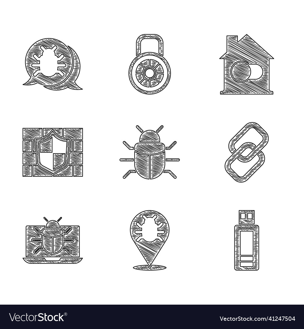 Set system bug usb flash drive chain link Vector Image Set system bug usb flash drive chain link