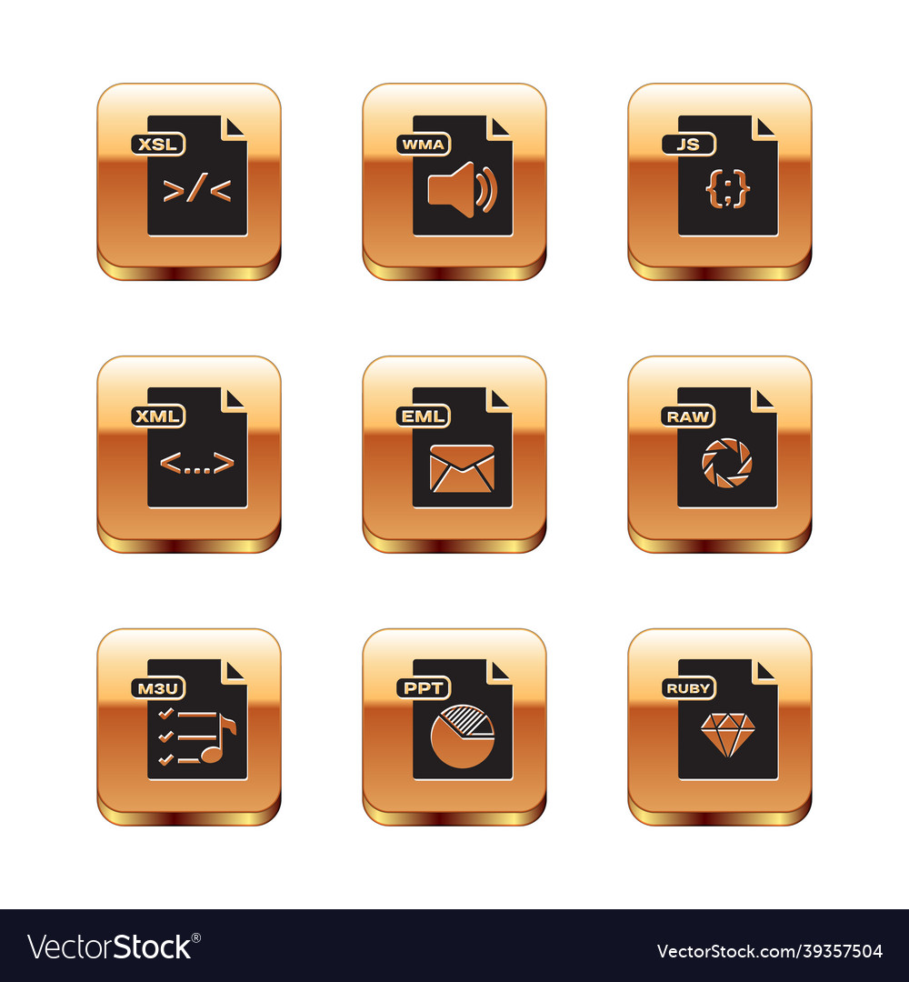 Set xsl file document m3u ppt eml xml js Vector Image Set xsl file document m3u ppt eml xml js