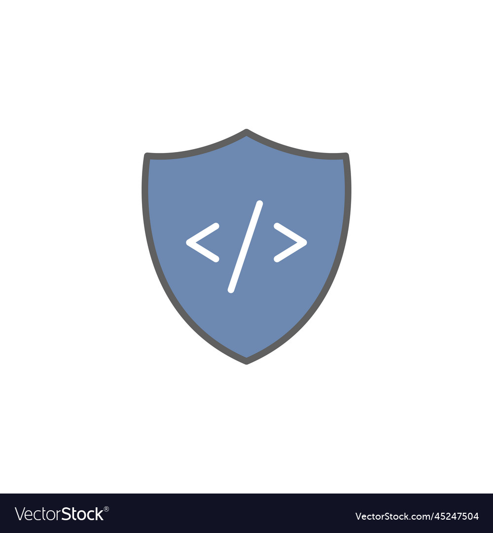 Shield icon with coding programming editor safety vector image Shield icon with coding programming editor safety