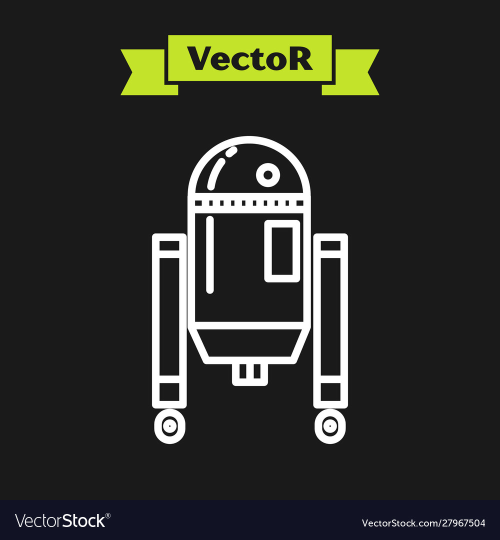 White line robot icon isolated on black background vector image White line robot icon isolated on black background