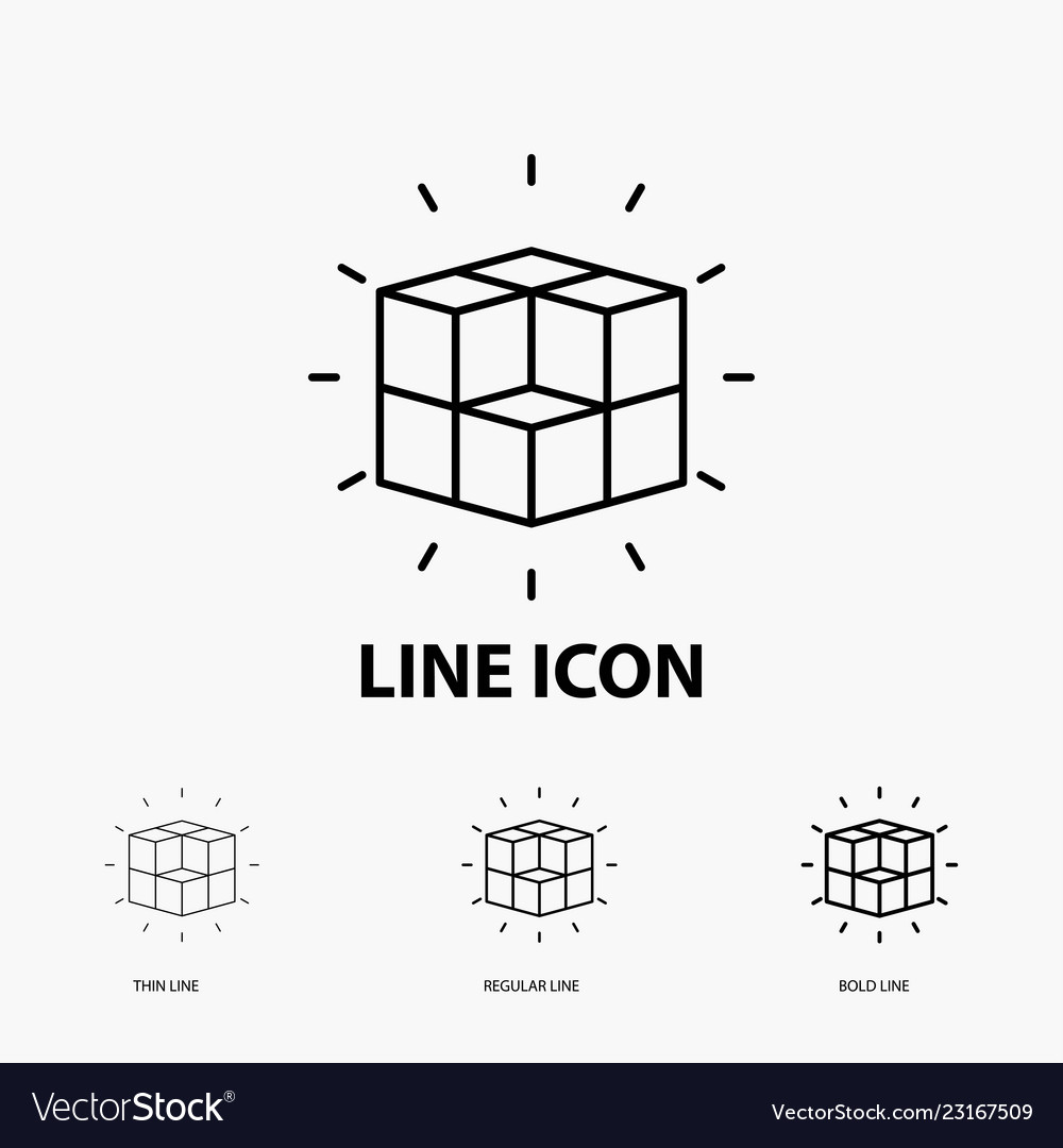 Box labyrinth puzzle solution cube icon in thin
