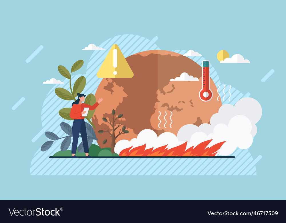 Climate Change And Global Warming Concept Save Vector Image