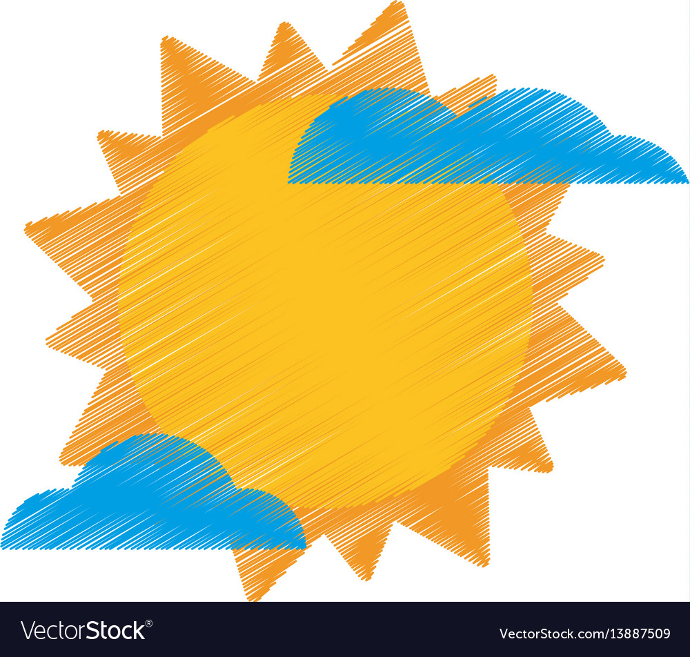 Drawing sun cloud weather image