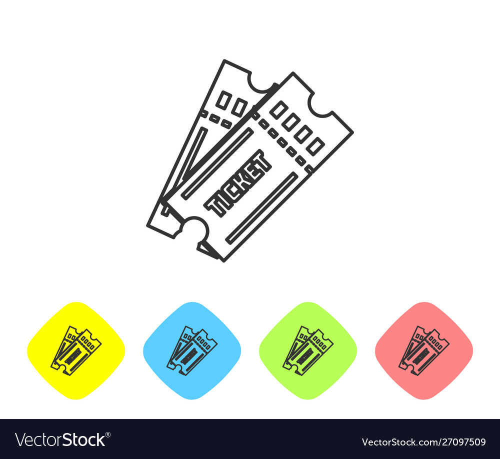 Grey line ticket icon isolated on white background