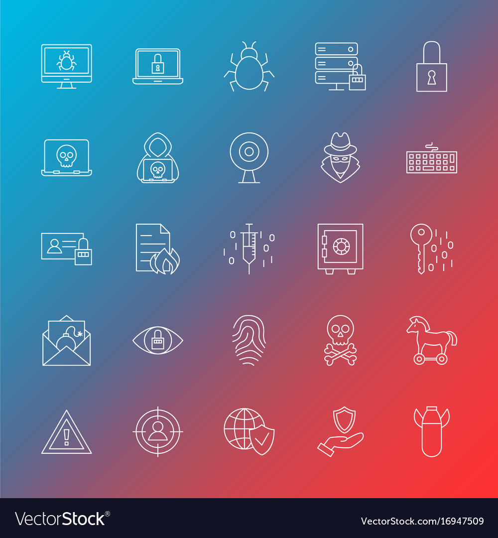 Internet security line icons