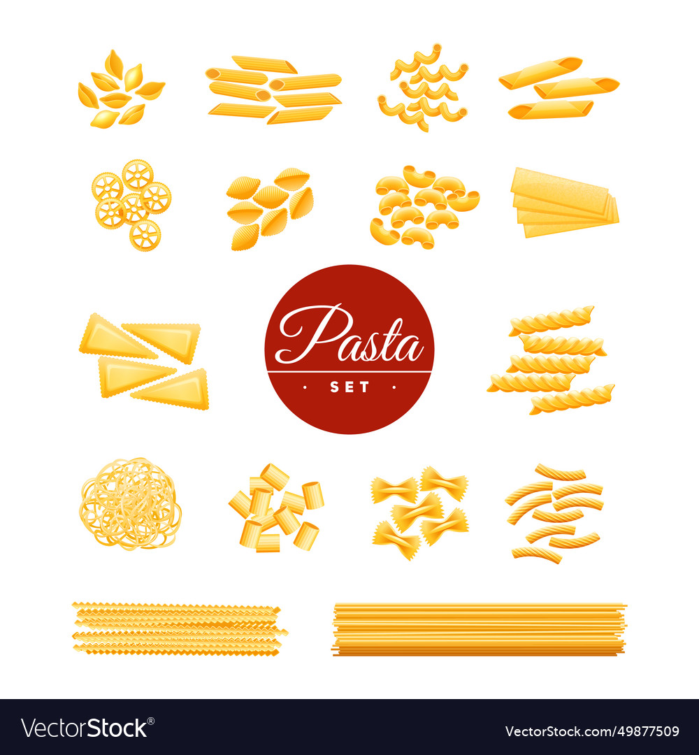 Italienische traditionelle Pasta realistische Symbole Set