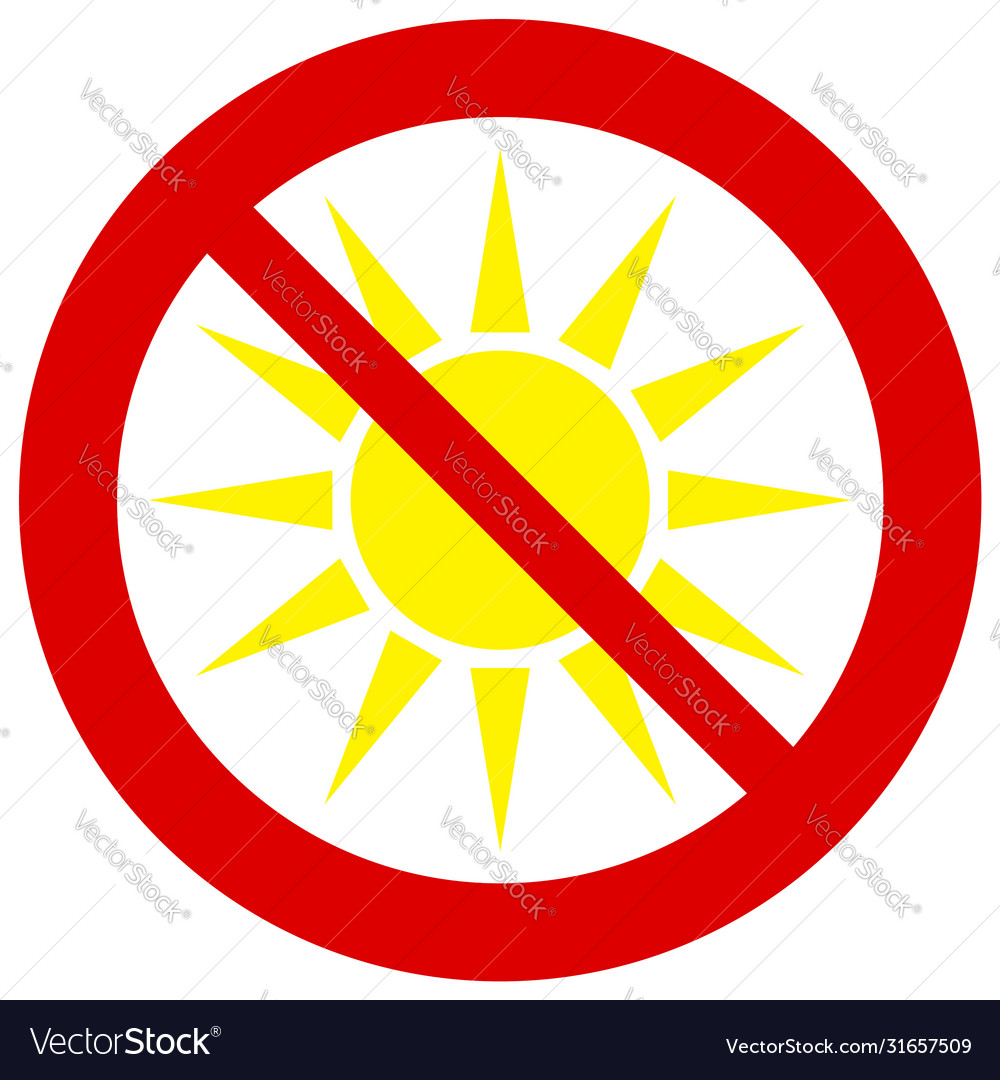 No sun icon not to allow sunlight prohibited
