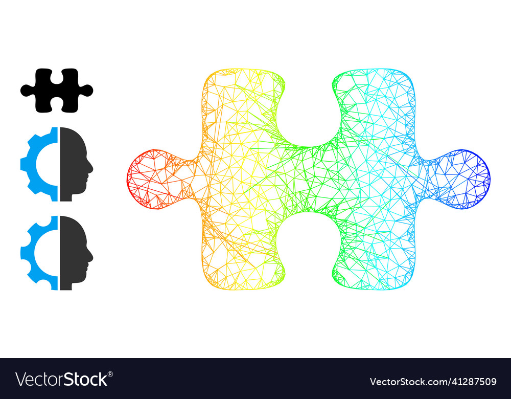 Rainbow gradient net mesh puzzle item icon vector image Rainbow gradient net mesh puzzle item icon