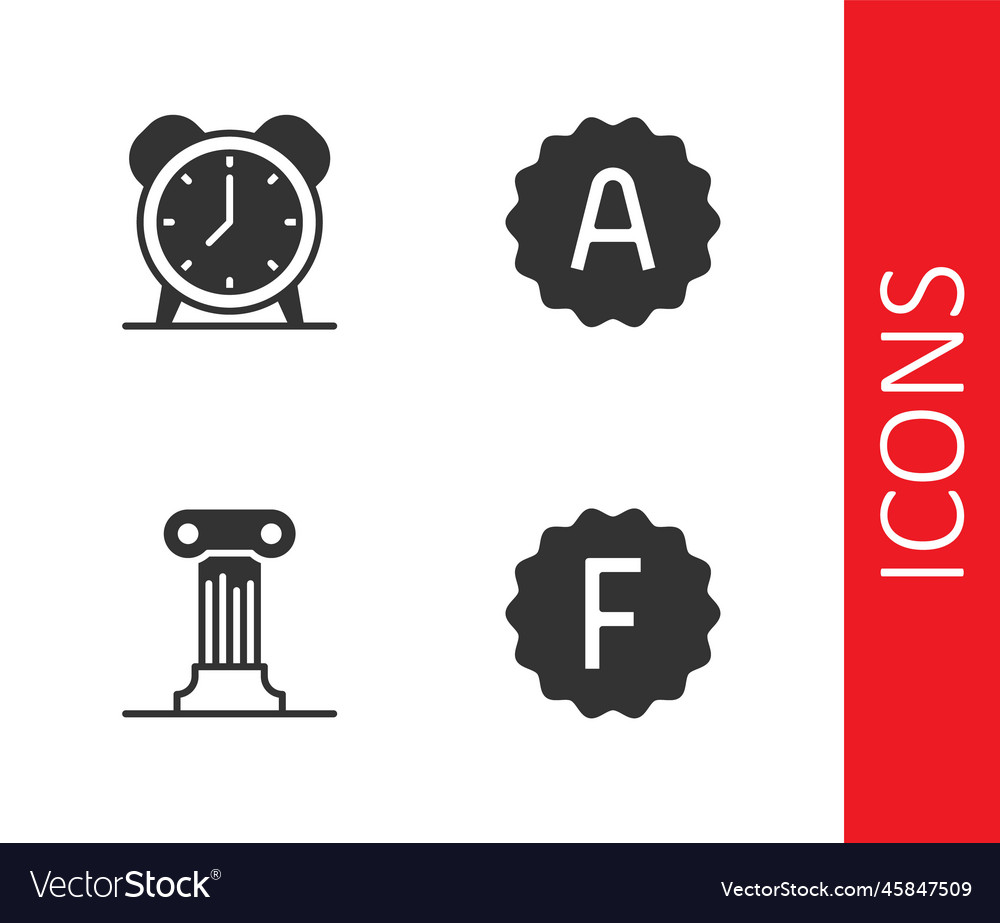 Set exam paper with incorrect answers alarm clock vector image Set exam paper with incorrect answers alarm clock