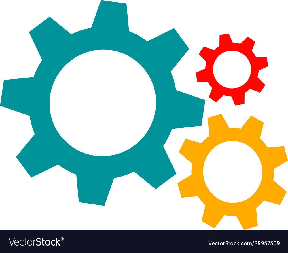 Three colorful gears