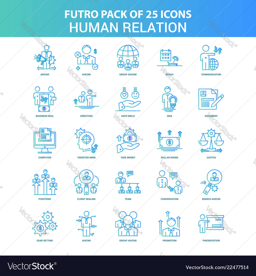 25 green and blue futuro human relation icon pack vector image 25 green and blue futuro human relation icon pack
