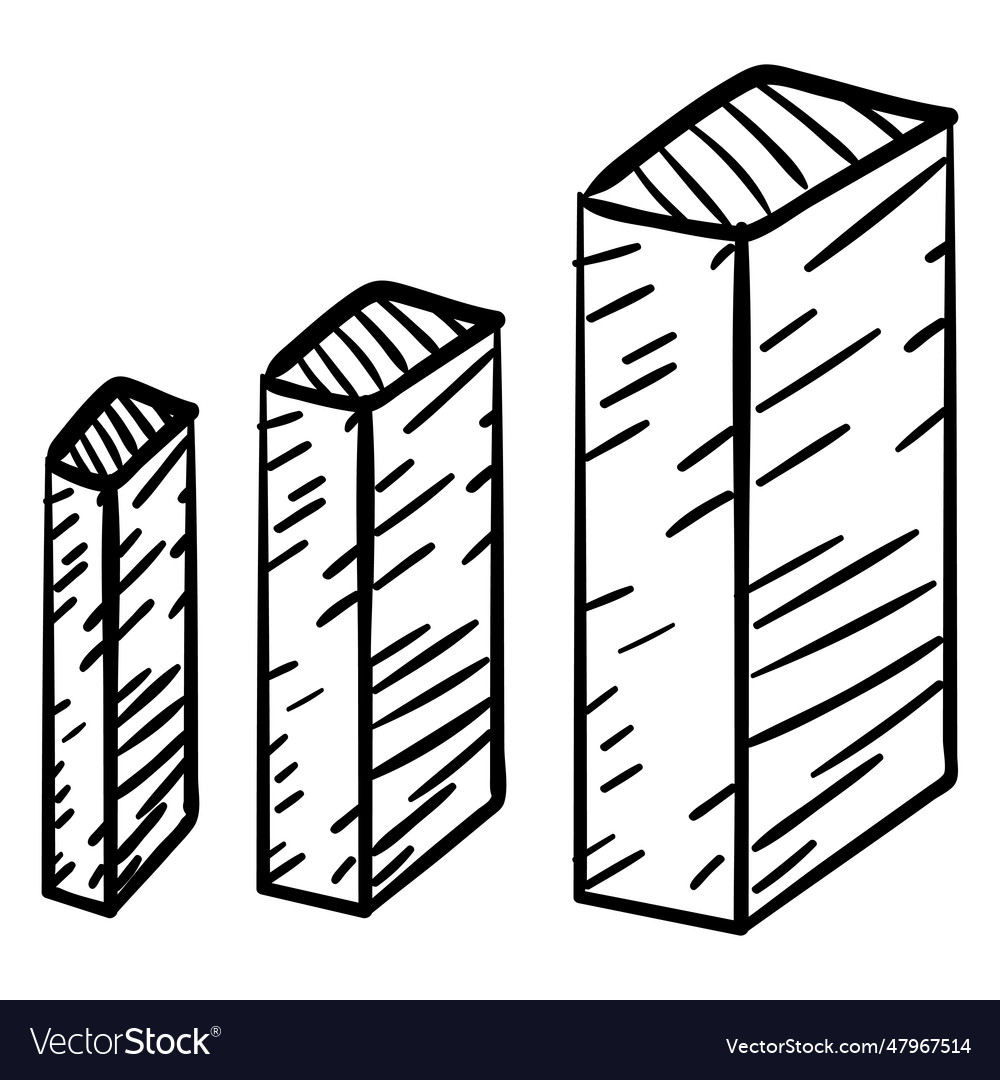 Chart columns 3d doodle vector image Chart columns 3d doodle