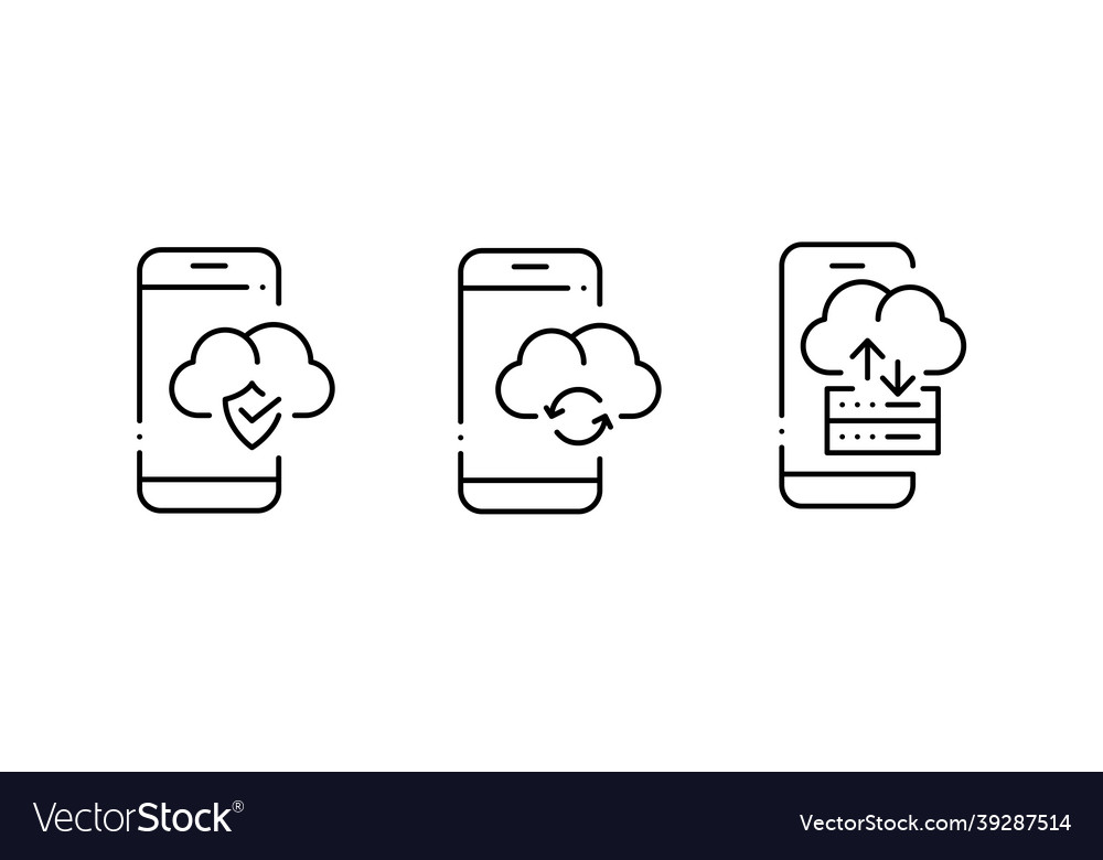 Cloud storage mobile device icons security vector image Cloud storage mobile device icons security