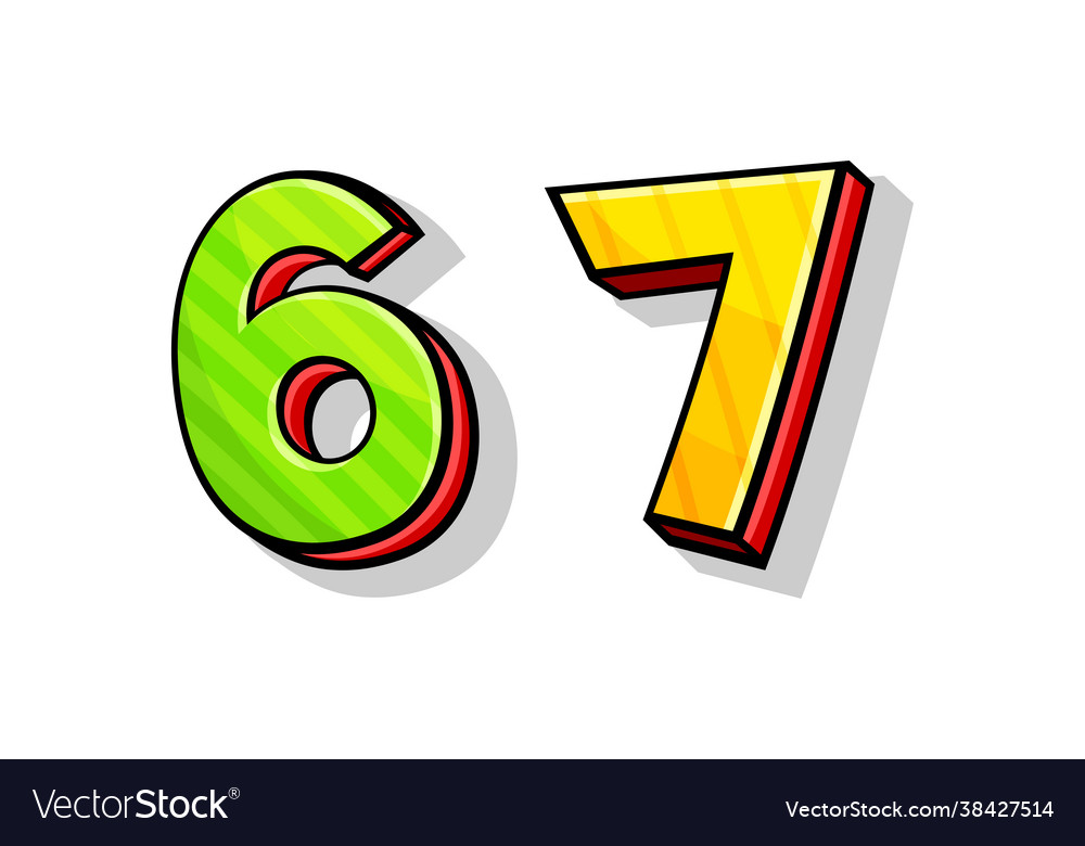 Colorful number with volume shape isolated vector image Colorful number with volume shape isolated