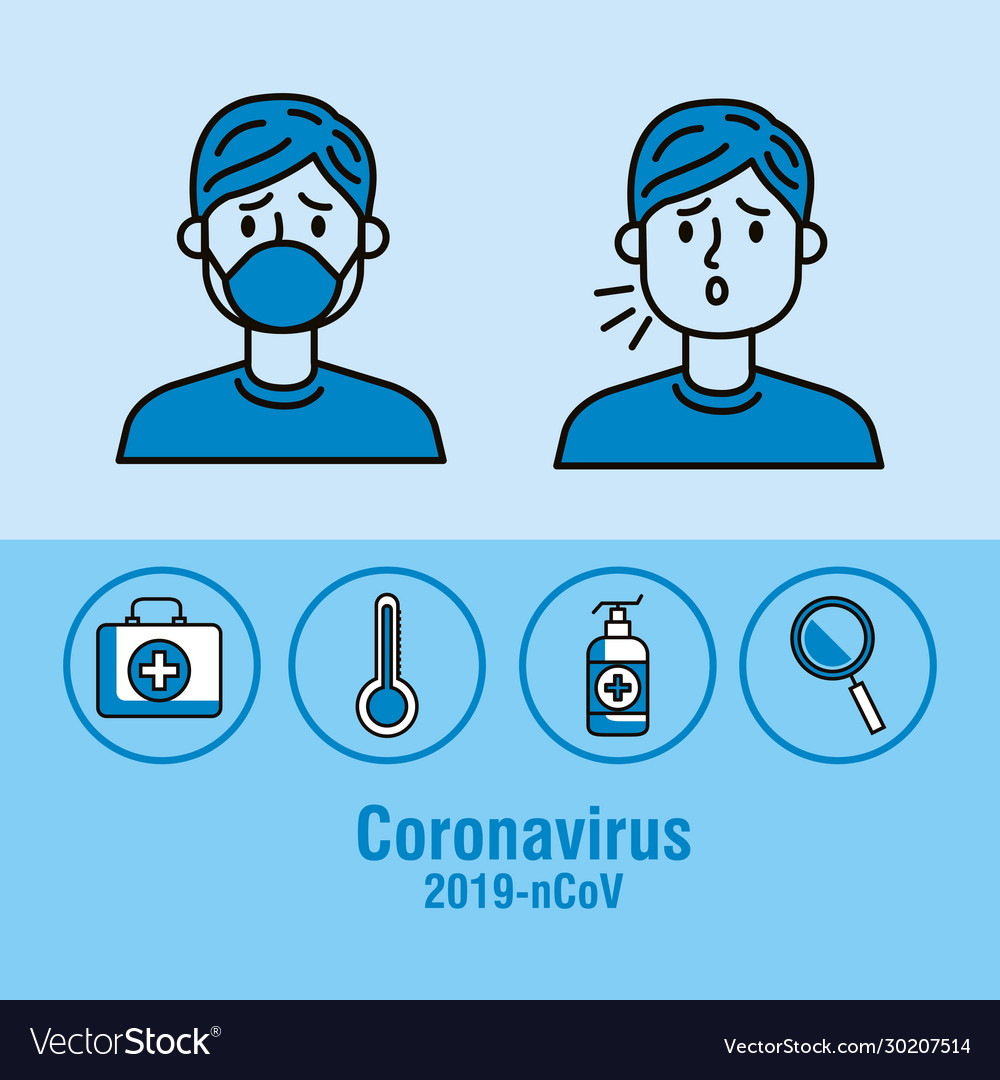 Covid 19 infographic with people sick and icons Vector Image