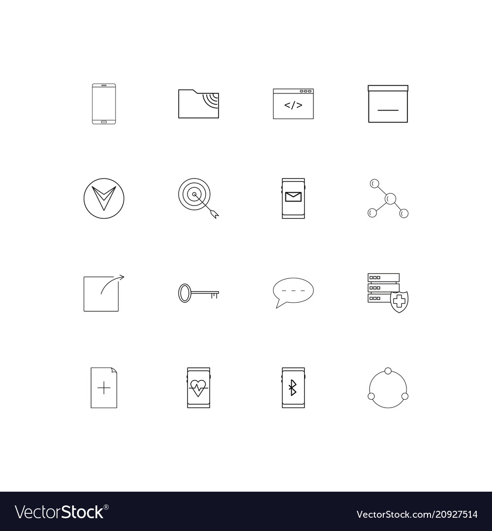 Internet technologies linear thin icons set
