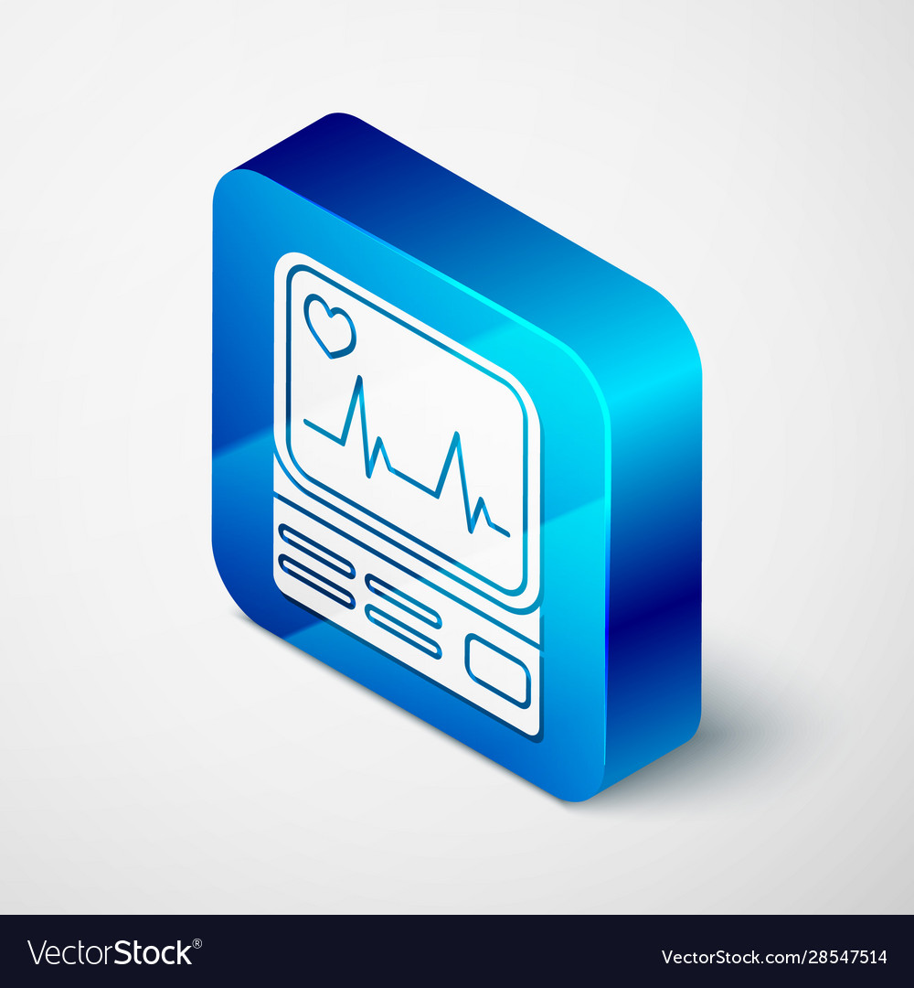 Isometric computer monitor with cardiogram icon Vector Image Isometric computer monitor with cardiogram icon