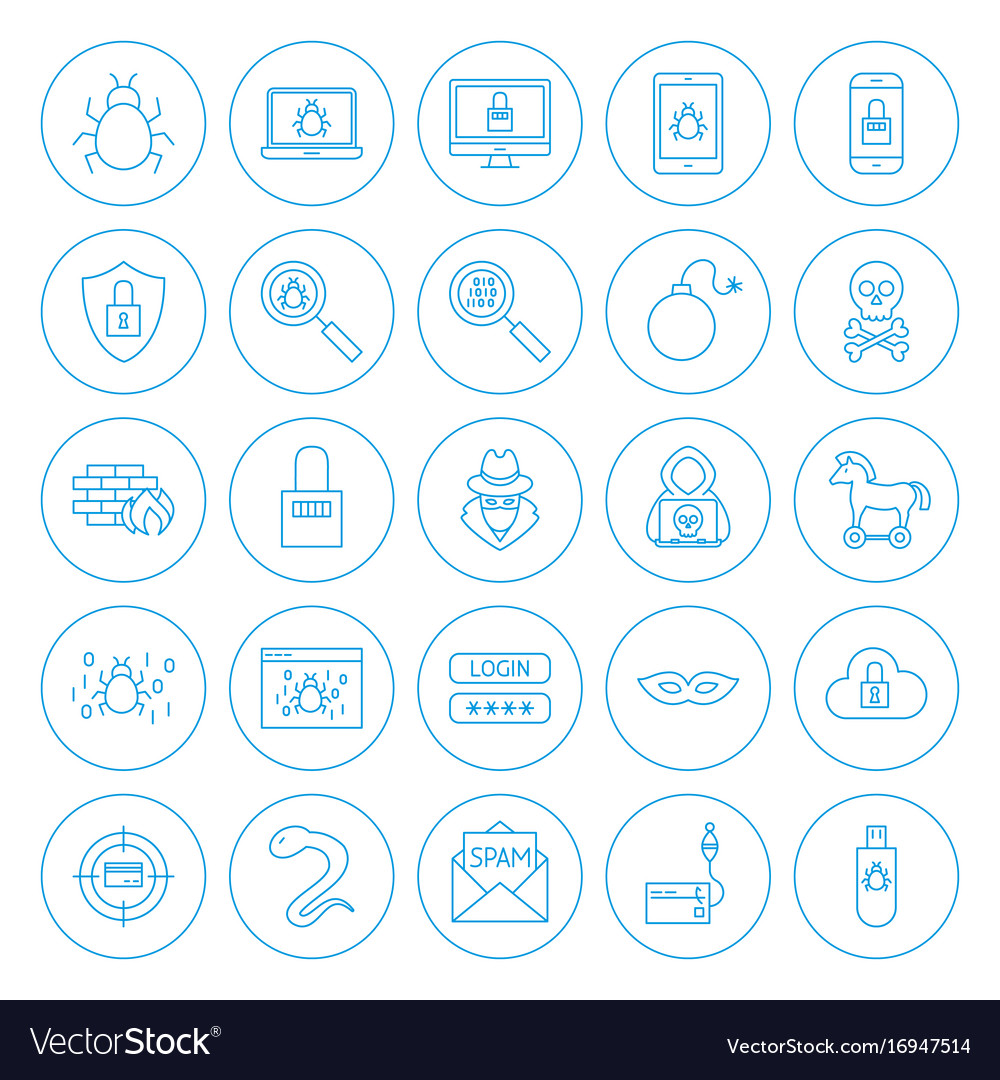 Line circle hacker icons