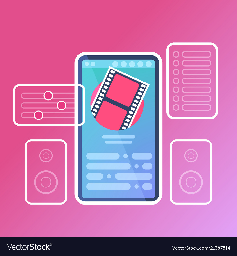 Mobile video player application interface digital vector image Mobile video player application interface digital
