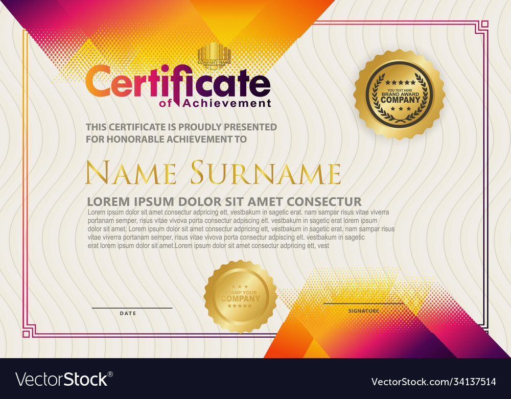 Modern certificate template with diagonal