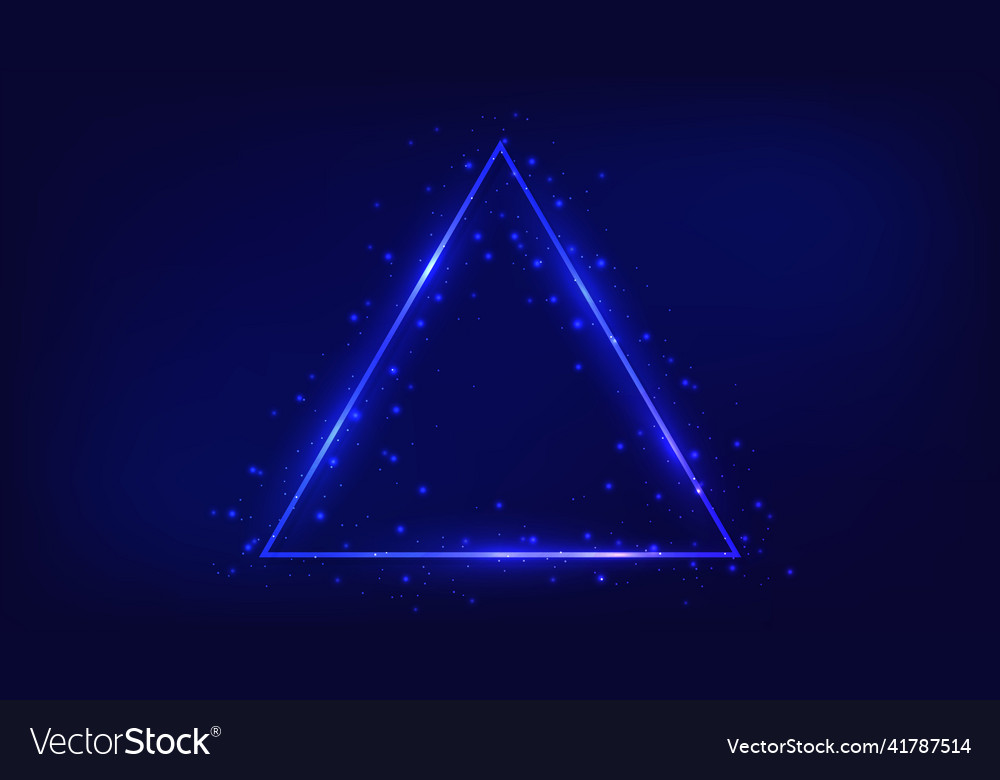 Neon triangular frame with shining effects vector image Neon triangular frame with shining effects