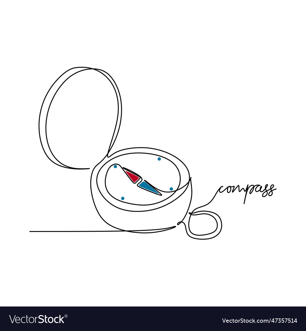 One line drawing continuous design of compass vector image One line drawing continuous design of compass