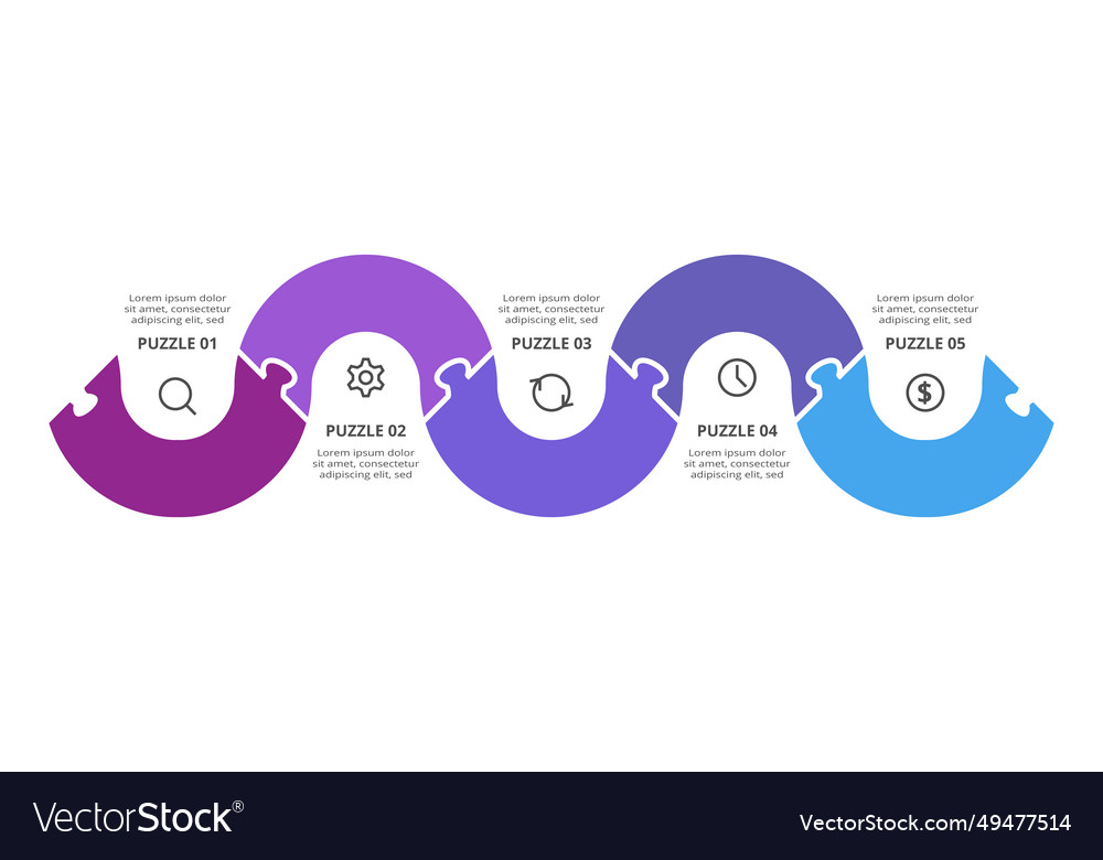 Puzzle infographic with 5 elements presentations