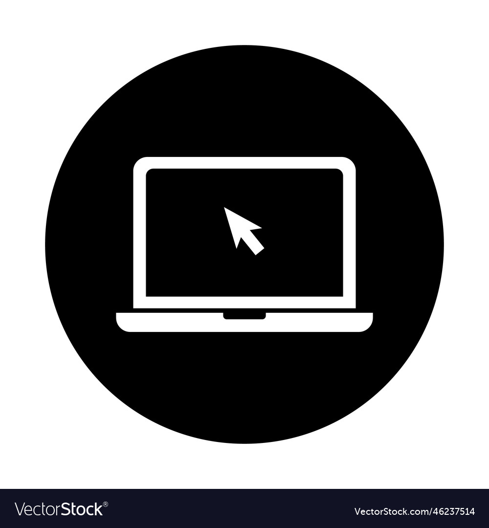 Round laptop icon and mouse pointer Vector Image Round laptop icon and mouse pointer