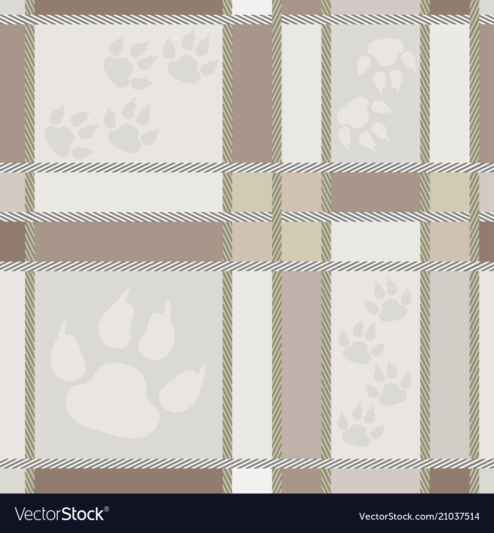 Seamless plaid pattern with cat tracks