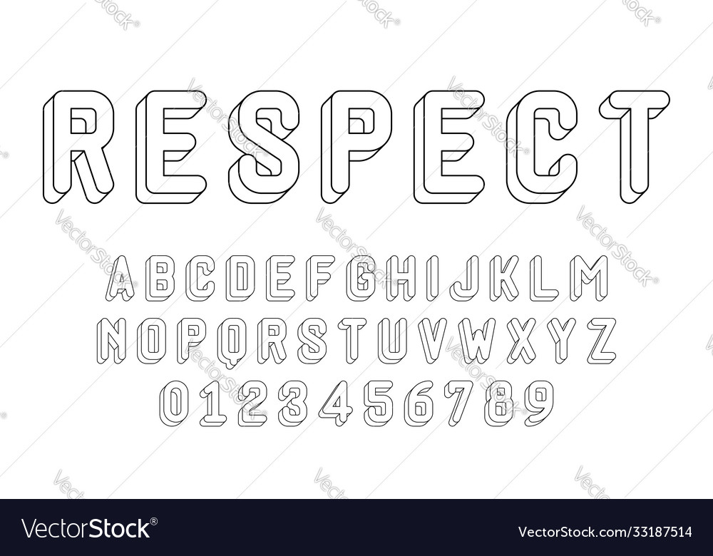 Set alphabets font letters and numbers