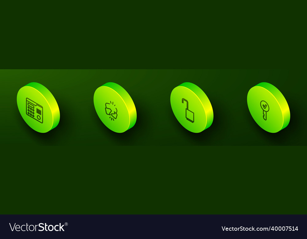 Set isometric line house intercom system broken vector image Set isometric line house intercom system broken