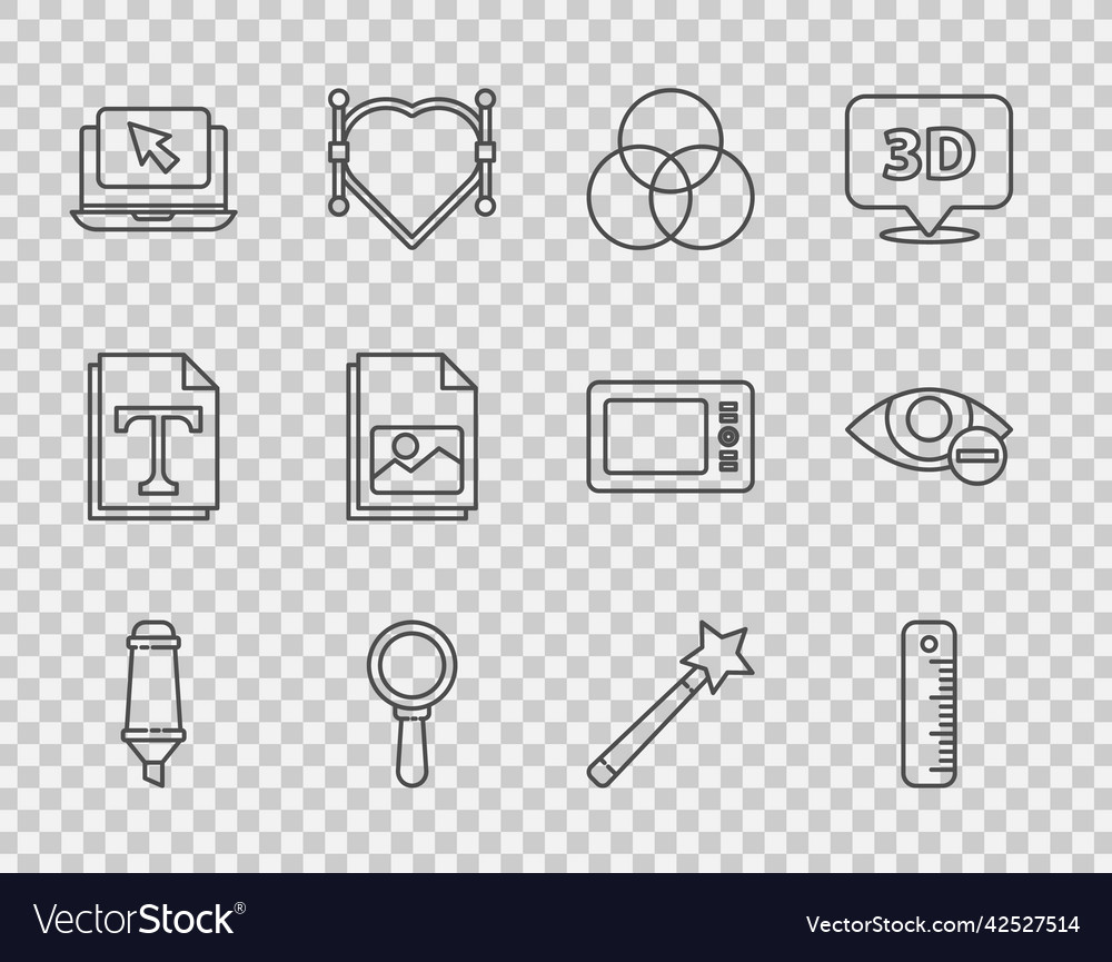 Set line marker pen ruler rgb and cmyk color vector image Set line marker pen ruler rgb and cmyk color