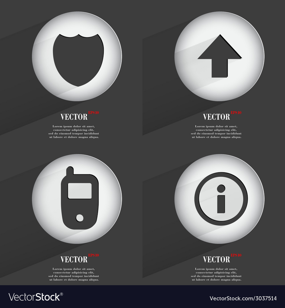 Set of 4 flat buttons icons with shadows