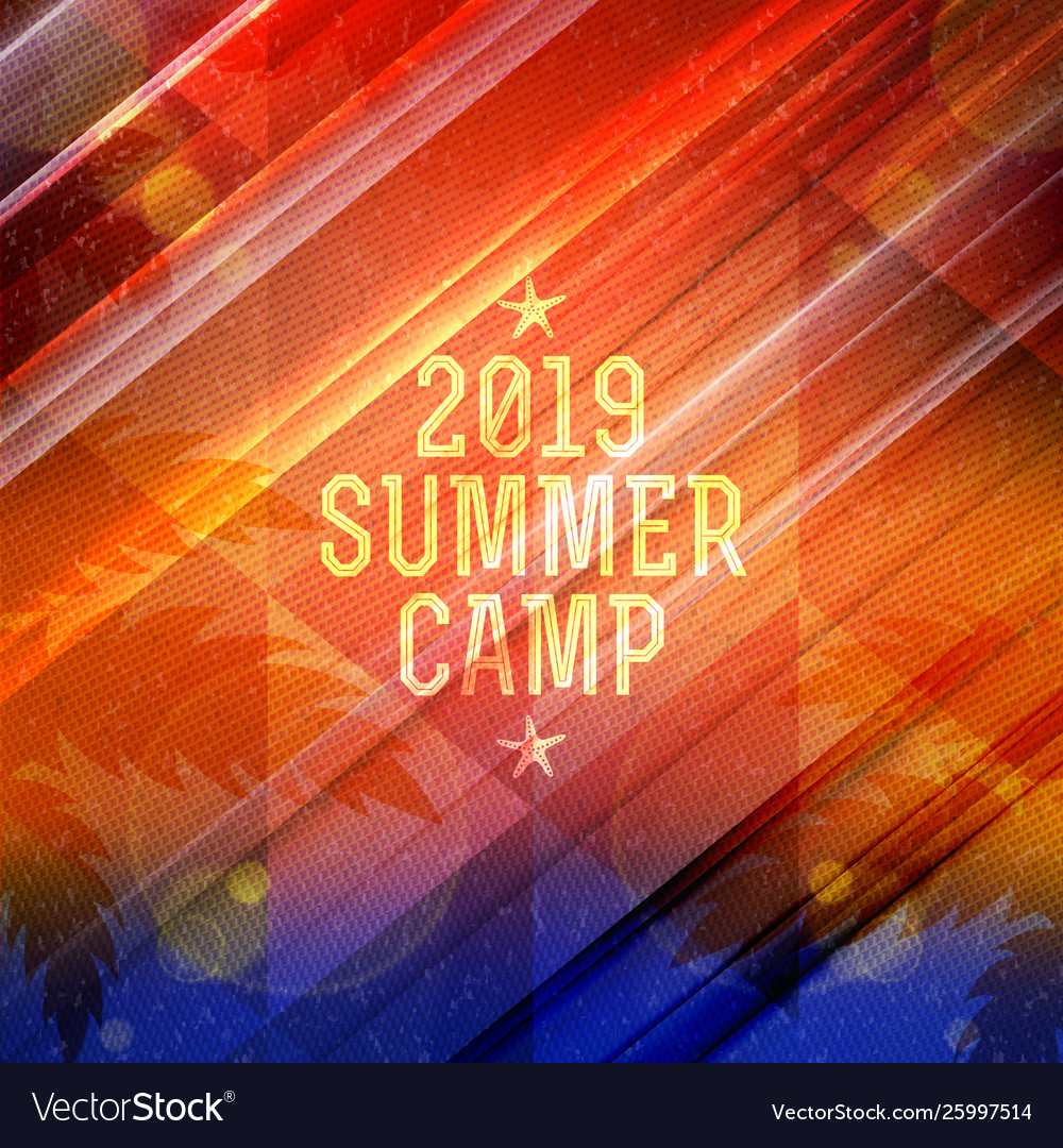 Summer camp poster design template with colorful