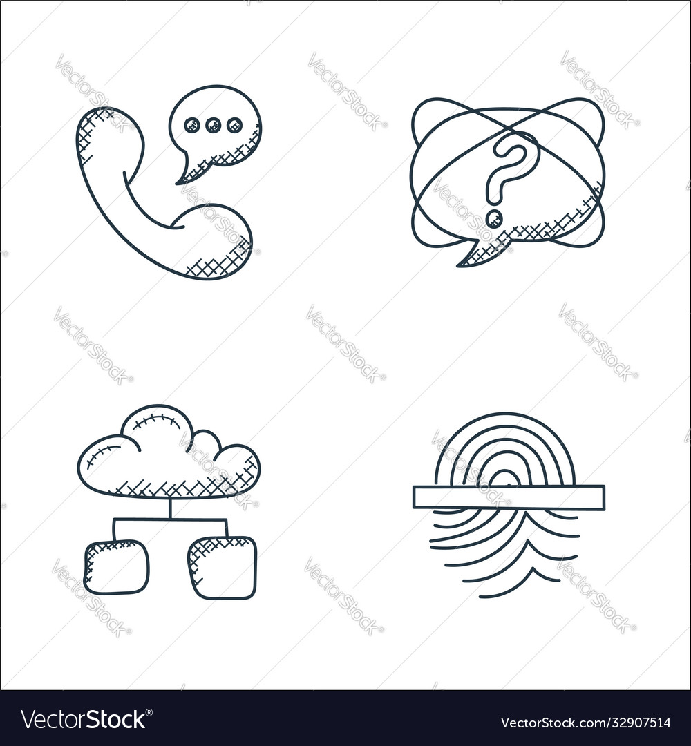 Technology line icons linear set quality