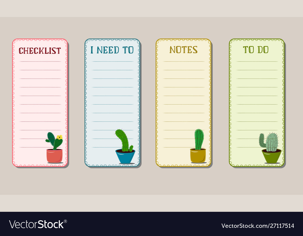 To-do list notes and checklist colored sheets