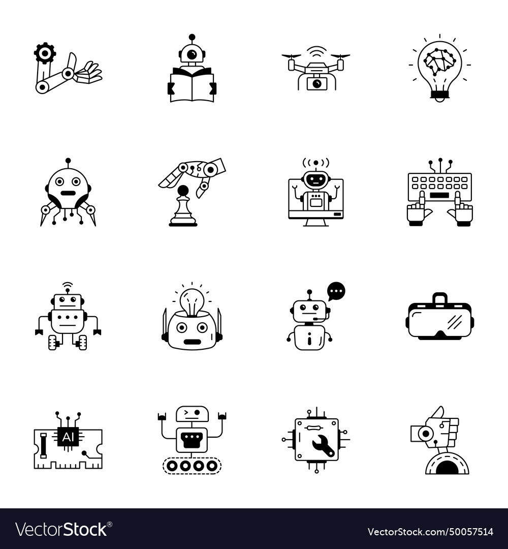 Trendy collection of robotics linear icons