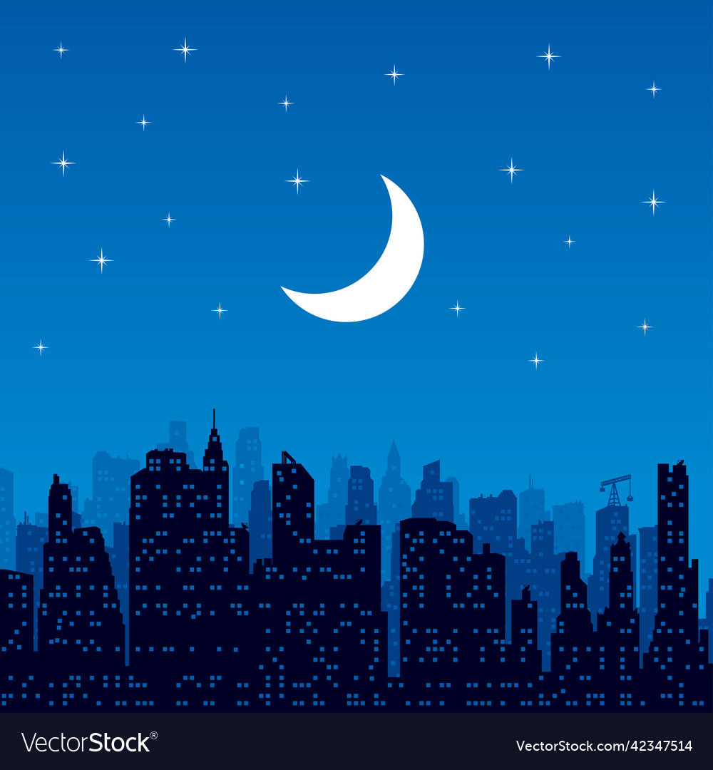 Urban cityscape at night Royalty Free Vector Image