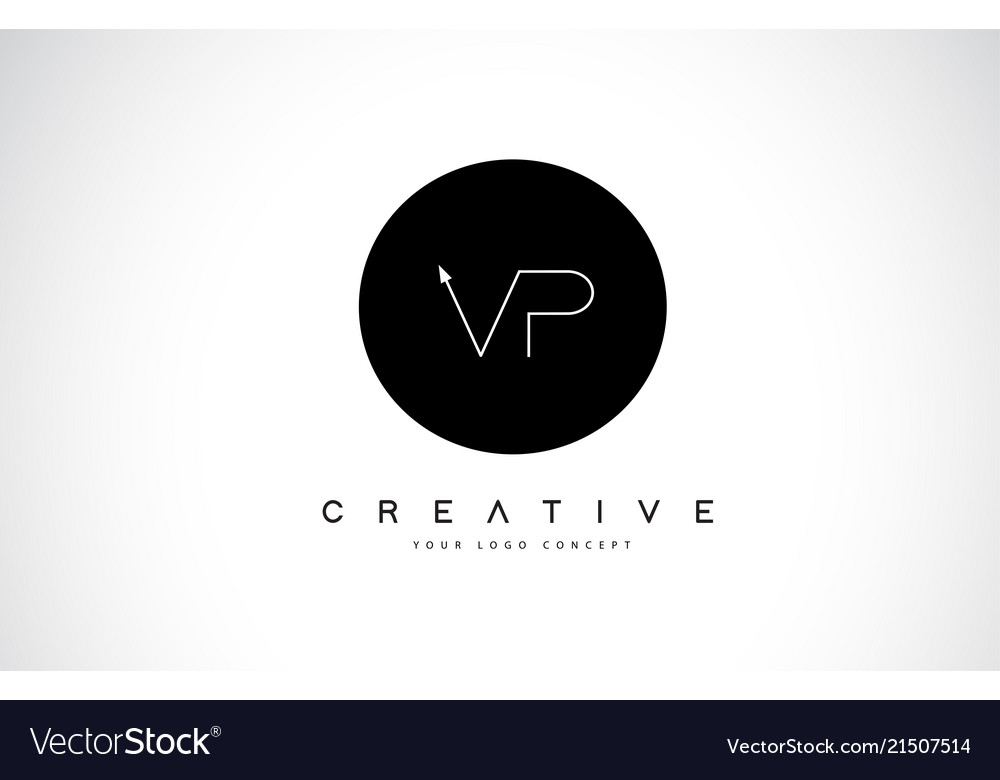 Vp v p Logo-Design mit schwarz-weiß kreativ