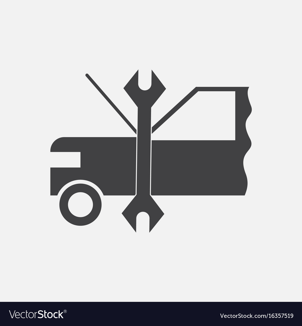 Black icon on white background car and tool