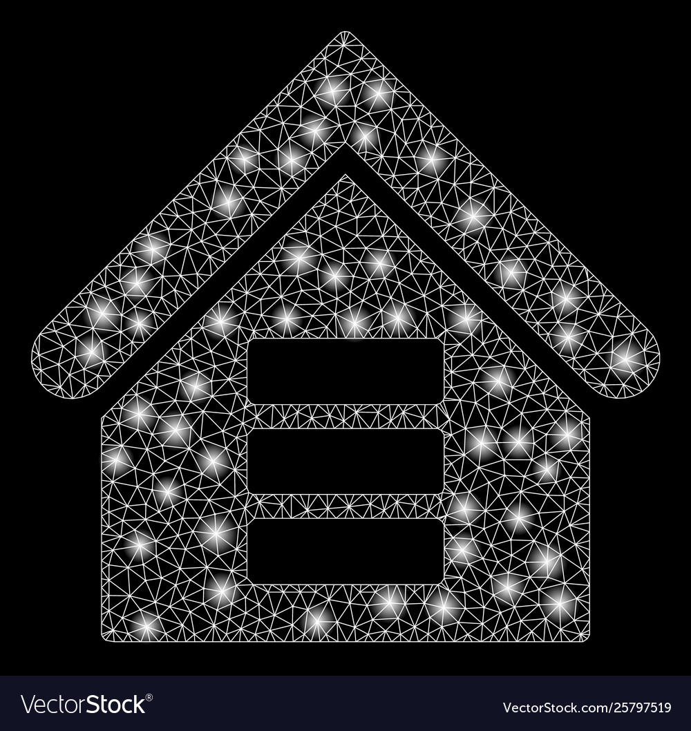 Bright mesh wire frame data center building vector image Bright mesh wire frame data center building