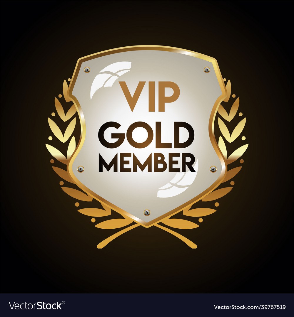 Golden badge vip member retro design 05 Royalty Free Vector