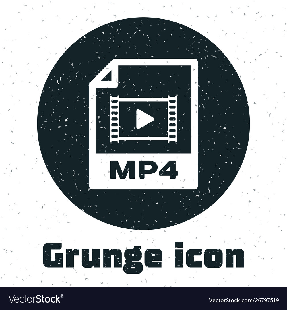 Grunge mp4 file document download button icon Vector Image Grunge mp4 file document download button icon