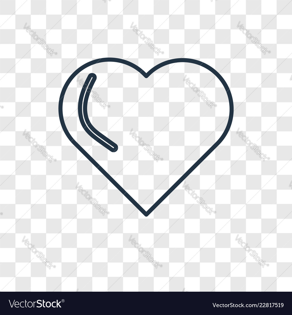 Heart concept linear icon isolated on transparent vector image Heart concept linear icon isolated on transparent