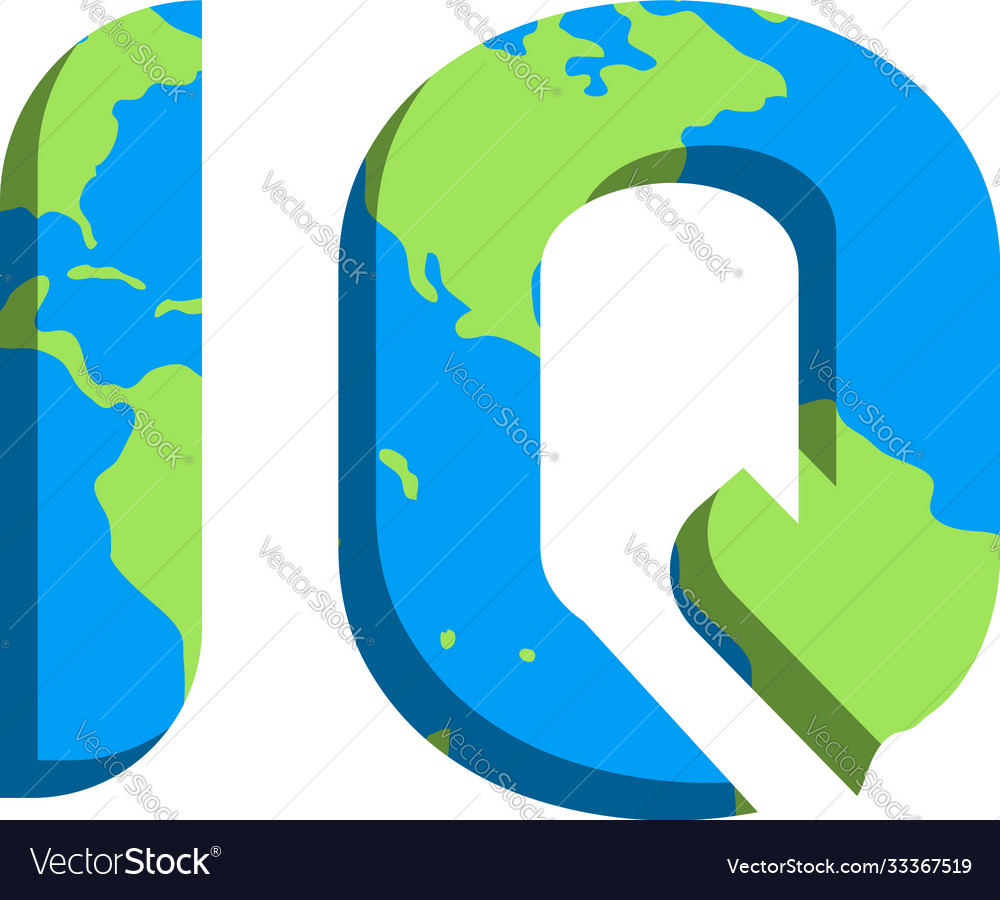 Initial iq logo design with world map style vector image Initial iq logo design with world map style